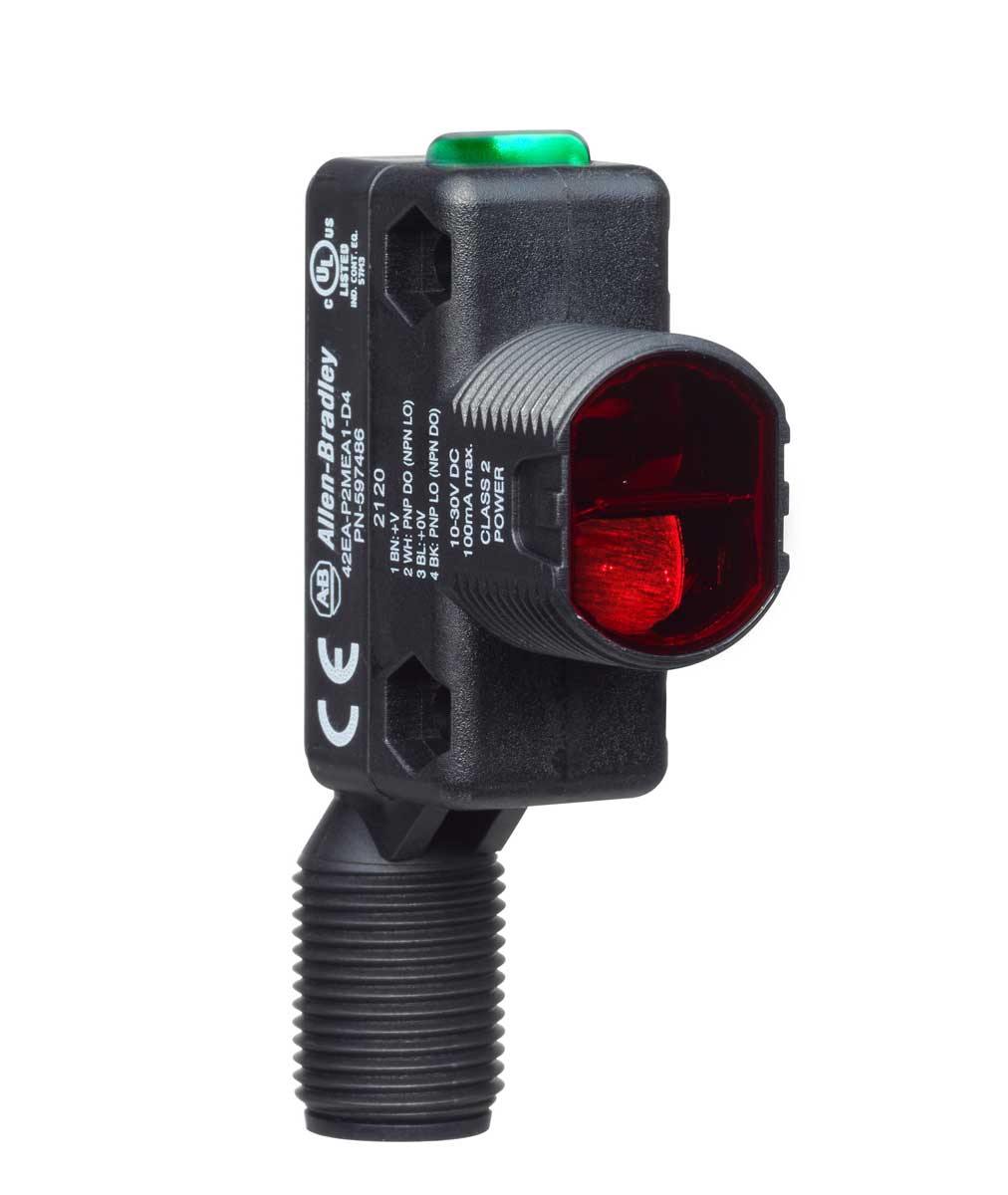 PN-597436_3Qtr_Right_Lights_On_28597 Allen-Bradley 42EA-B2MEB2-P4 Photoelectric Sensor 42EA RightSight S18A
